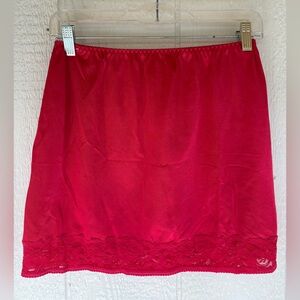 Vintage Red Lace Trim Slip Medium